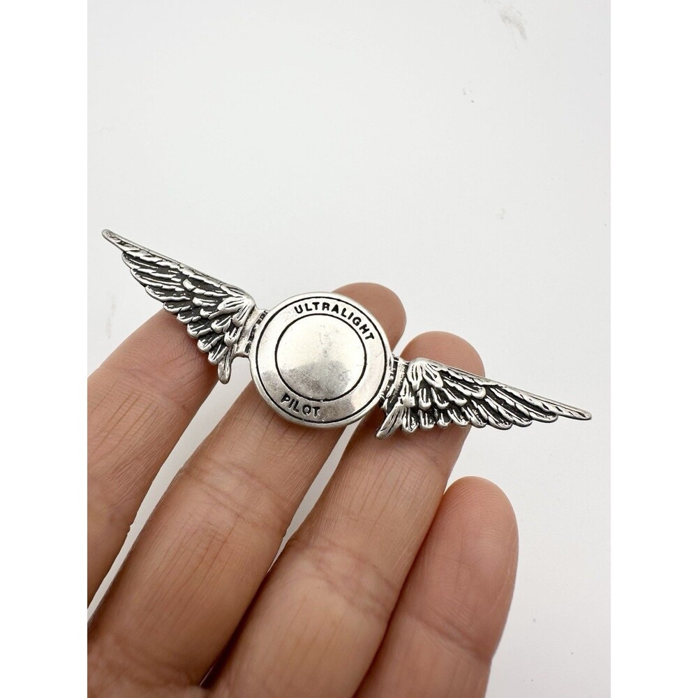 Vintage Ultralight Pilot Pin Badge Brooch Sterling Silver